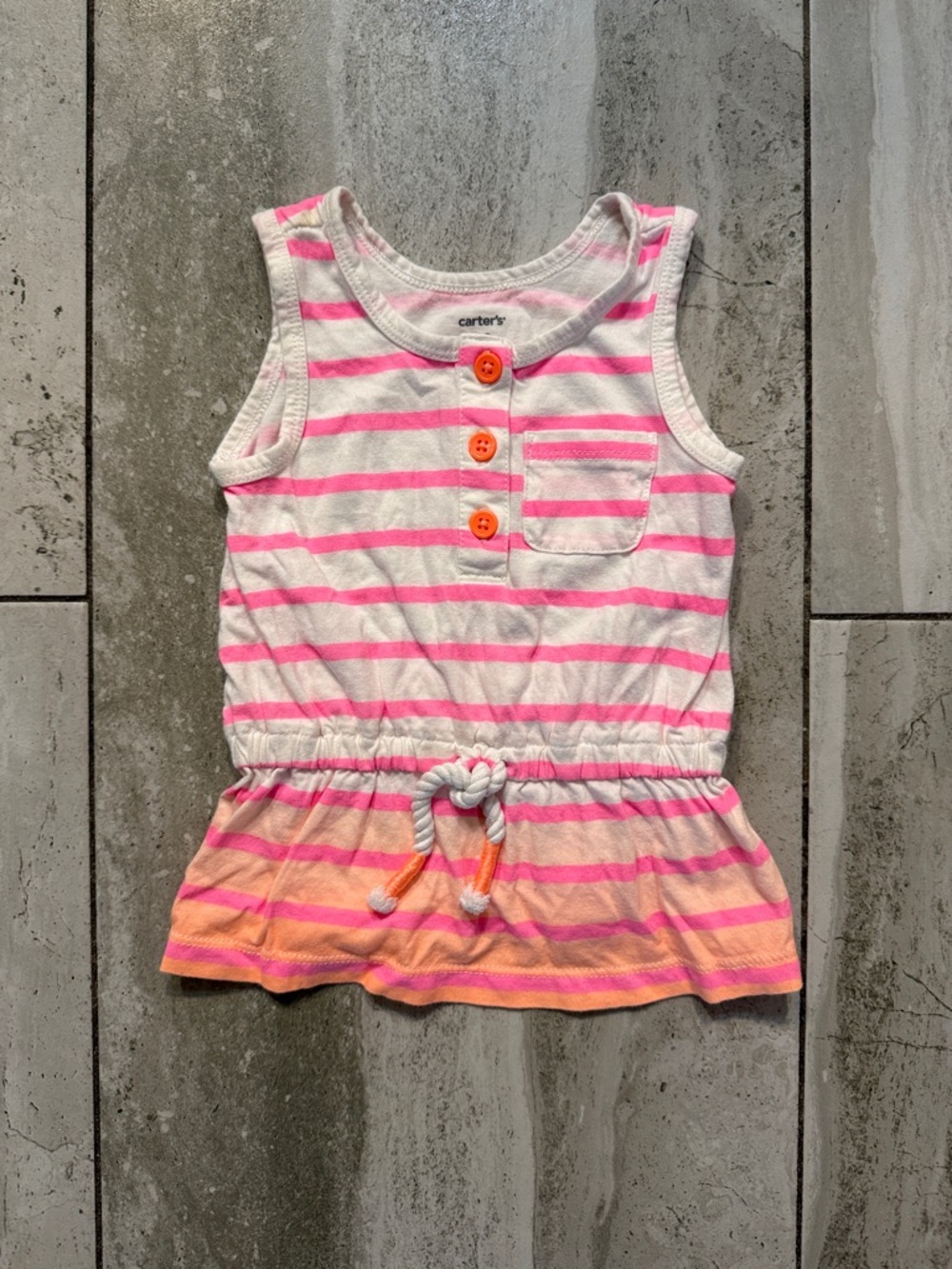 Carter's White Dress with Pink Stripes and Orange Accents